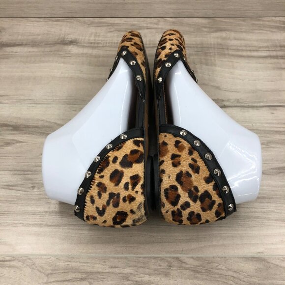 Corso Como Flats Women's 7.5  D'orsay Leopard Print Calf Hair Studded Sandals - Picture 5 of 13